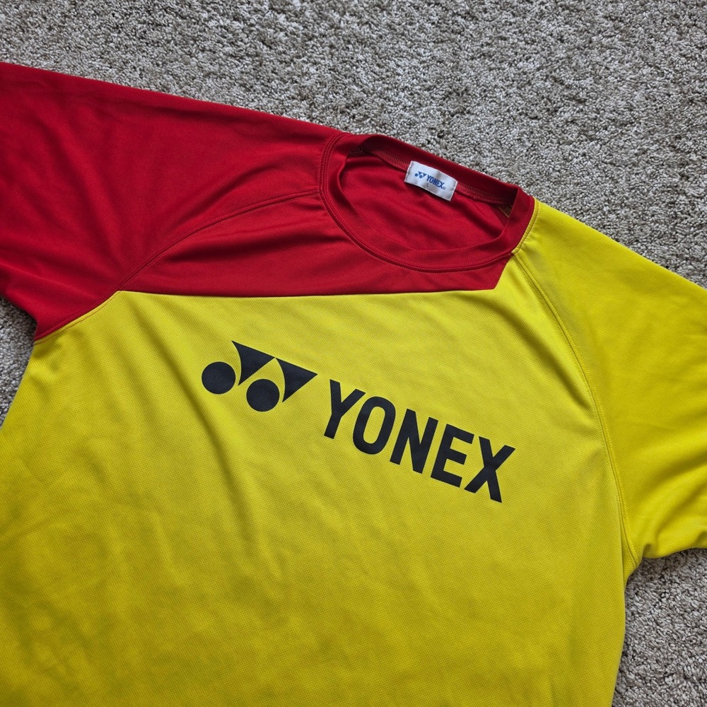 Yonex Open Japan 2014 Shirt Mens L Yellow Red Athletic Badminton Tennis Sport